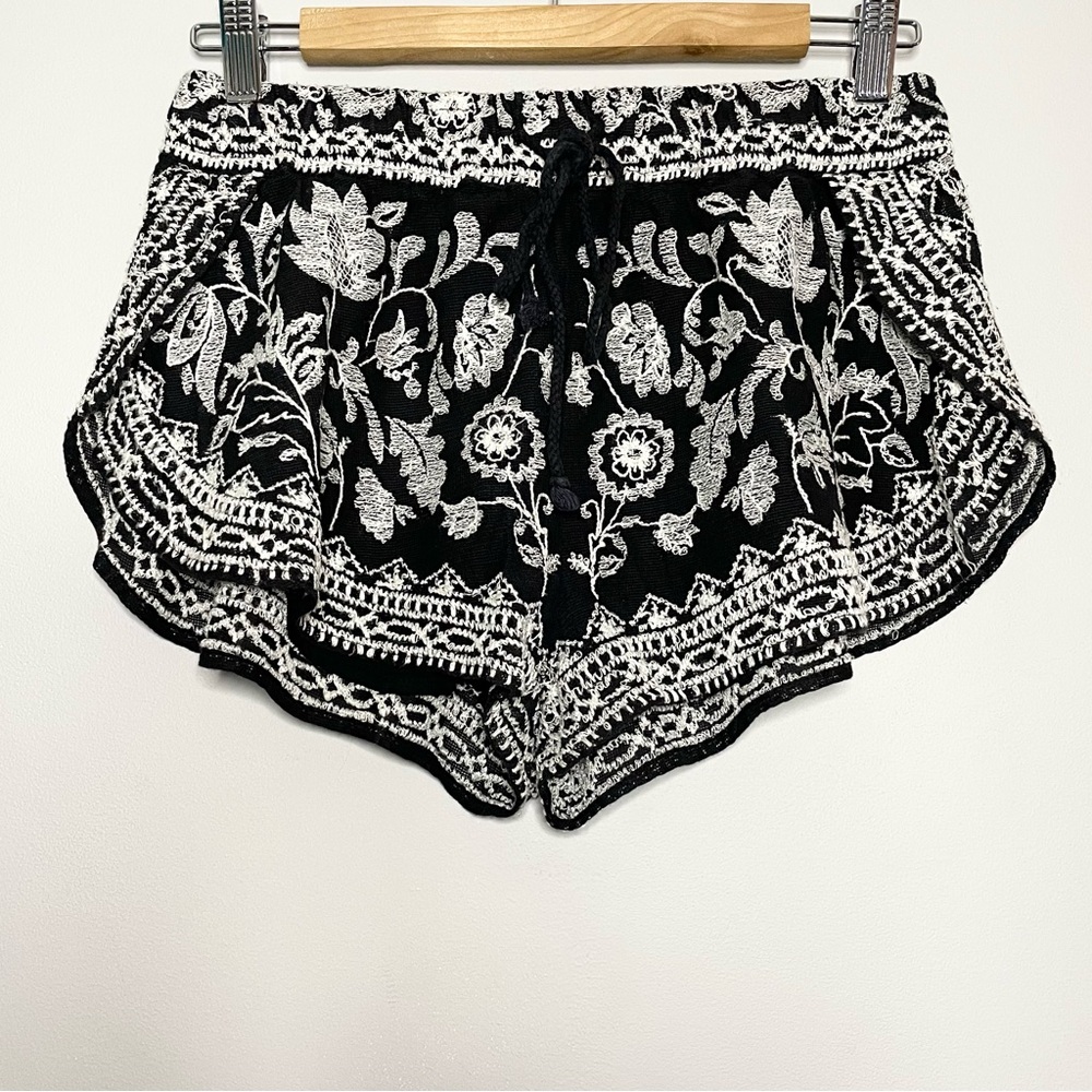 Ecoté Women’s Embroidered Boho Festival Drawstring Elastic Waist Shorts